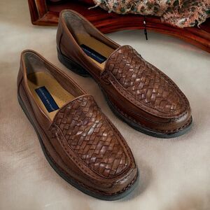 Giorgio Brutini 'Eagle' Woven Leather Loafers Mens Size 10D